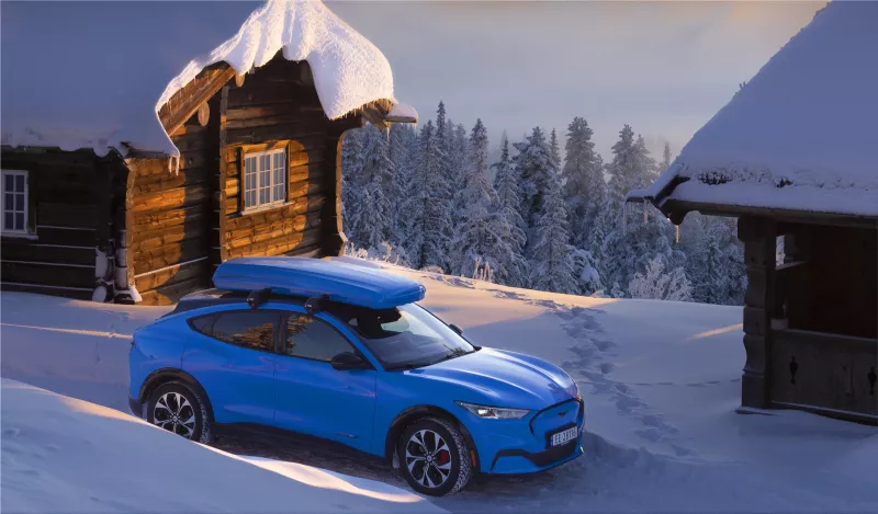 Ford Mustang Mach-E electric SUV in winter