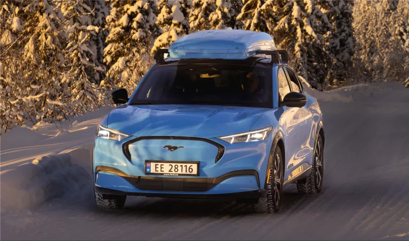 Ford Mustang Mach-E electric SUV in winter